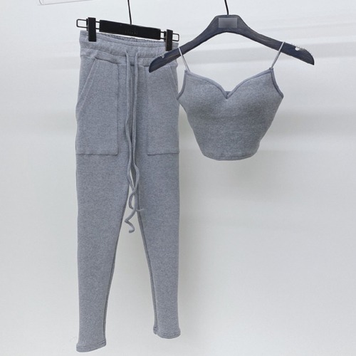 Bra top &amp; Leggings pants set (Beige/ gray/ black)