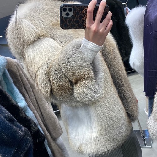 Gold crust saga fox fur jacket