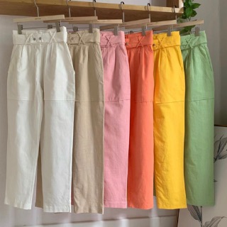 Linen belt pants (ivory / beige / pink / orange / yellow / mint) 오렌지새상품세일