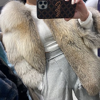Gold crust saga fox fur jacket