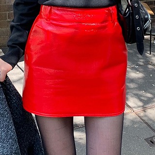 Metal mini skirt (Red/ Silver)